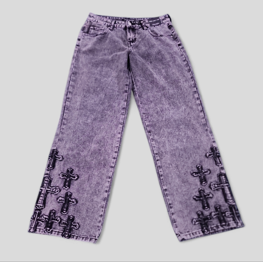 Ashley Mason Cross Patch Jeans Size 7 (28)